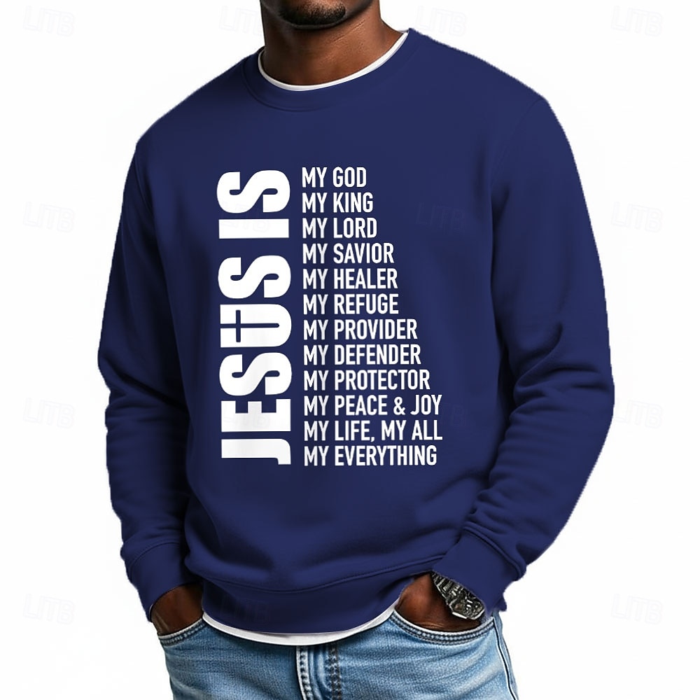 Bărbați Iisus Credinţă Hanorca Modă Zilnic Casual Manșon Lung Stil Nautic Casă Haine de strada Sport exterior Albastru piscină Negru Roșu-aprins Mov Deschis Gri Deschis Crewneck #D Toate Sezoanele 2026 - $28.99 –P3