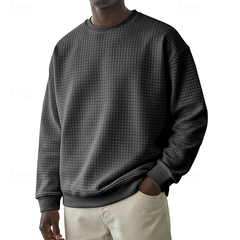 Homens Moletom Moletom Waffle Estacionar Cinza Claro Gola Redonda Tecido Textura Casual Diário Desportos e Ar livre Roupa de rua Legal Roupa de Esporte Primavera & Outono Roupa Moletons Moletons de 2026 por $24.99 –P3