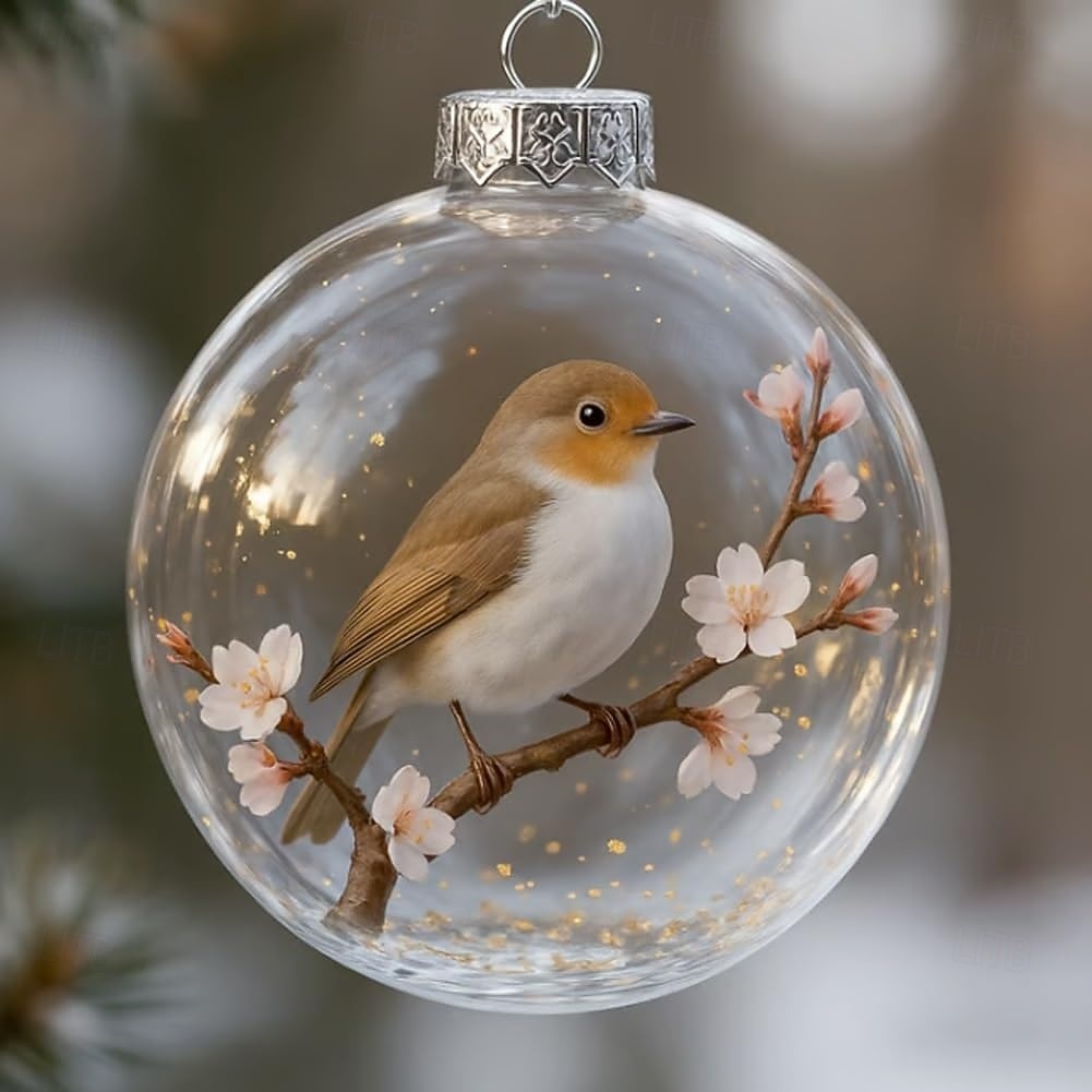 Ornements transparents d'oiseaux de la nature, décorations de sapin de Noël avec cardinal, boules de Noël en plastique transparent, décorations de fêtes, décorations intérieures et extérieures pour sapin de Noël, cadeaux commémoratifs de 2025 ? $9.99 –P13