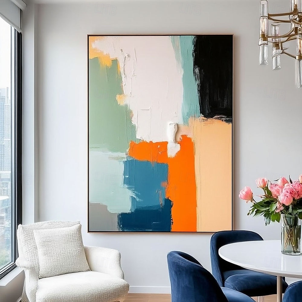 Original Abstract Color Block Painting Modern Geometric Canvas Art Large Textured Colorful Wall Art Handmade Office Decor 2025 - $49.99 –P1