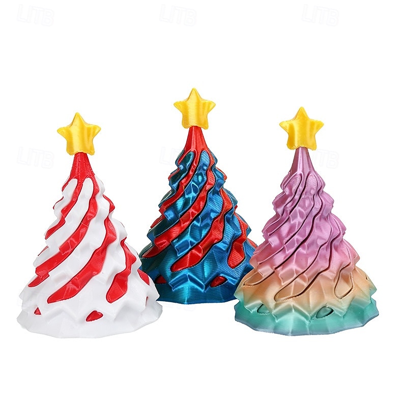 Decorações de árvore de Natal em espiral impressas em 3D - versáteis e giratórias, adequadas para decoração de mesa em casa e no escritório, presente ideal para vários festivais, incluindo Natal e Ano de 2025 por $15.99 –P3