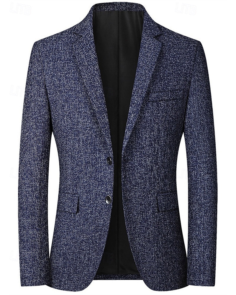 Herren Blazer Geschäft Cocktailparty Hochzeitsfeier Mode Lässig Frühling Herbst Polyester Einfach Tasche Knöpfe Bequem Einreihig Blazer Schwarz Marineblau Grau 2026 - $45.99 –P7