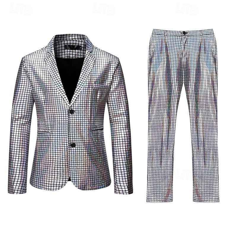 Conjunto Discoteca Anos 80 Roupa Fantasia fantasia Ternos / Conjuntos e Blazeres Metálico Brilhante Fantasia Homens Natal Ano Novo Espetáculo Bandagem Festa Temática Retro Adulto Casaco Calças de 2026 por $89.99 –P13