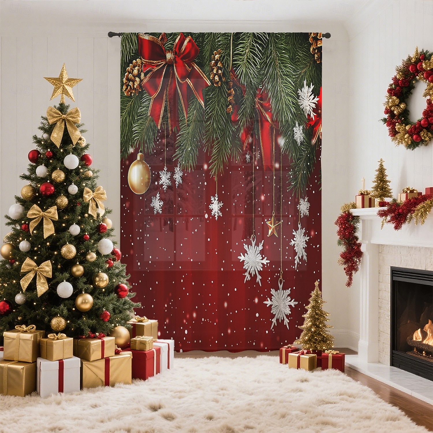 Рождественские прозрачные шторы серии 2025, 3D цифровая печать, оконные шторы для гостиной, спальни, праздничное украшение, декор для дома, элегантные праздничные шторные панели 2025 - $12.99 –P18