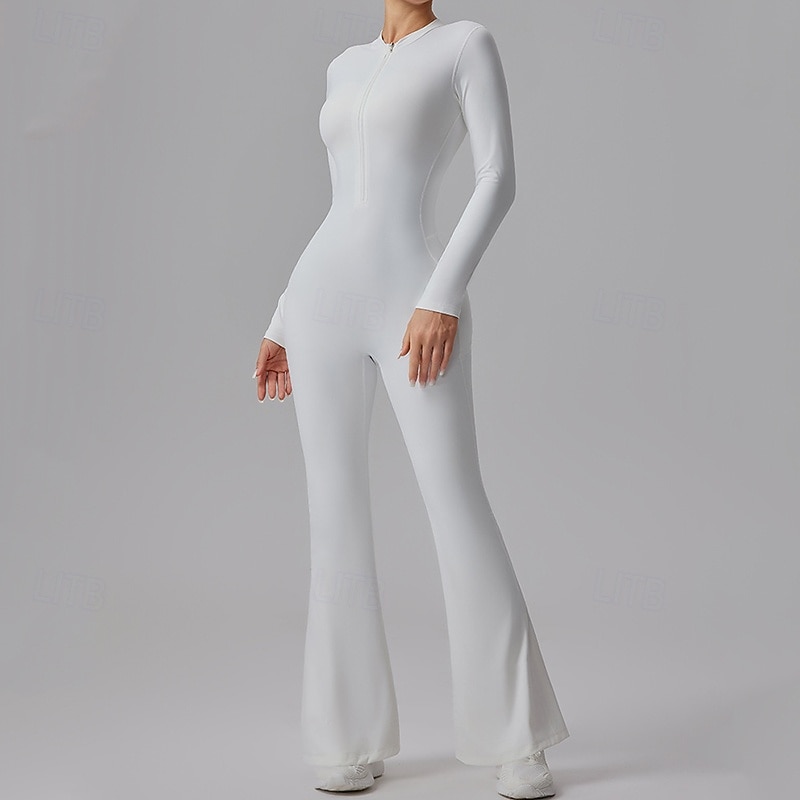 Mujer Mono de Fitness Mono de una pieza Cerrar Color sólido Body Primavera Otoño Negro Blanco Gimnasio Rutina de ejercicio Corriendo Control de barriga Manga Larga Deporte Ropa de Deporte Ajuste 2026 - $54.99 –P9