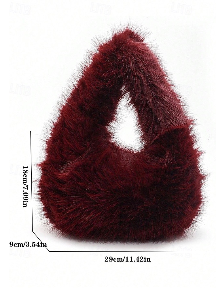 Women's Handbag Shoulder Bags Faux Fur Christmas Party Casual Zipper Lightweight Solid Color Almond Black Pink 2026 - $14.99 –P6
