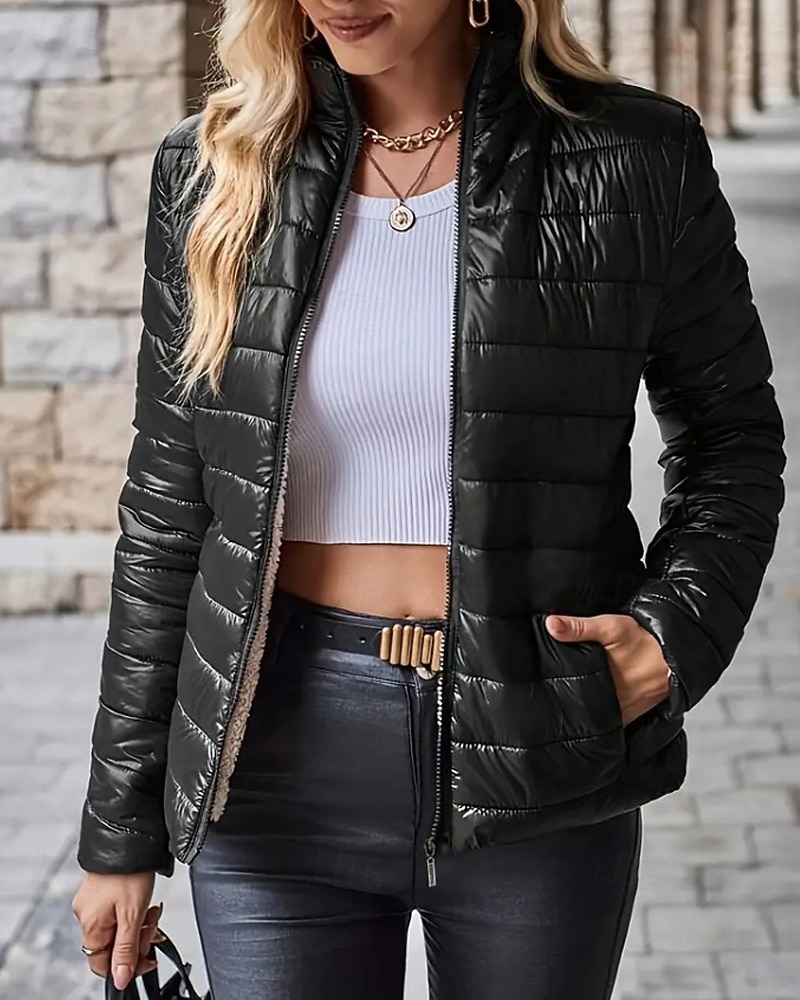 Damskie Płaszcz zimowy Dół Zatrzymujący ciepło Wygodny Zamek Kieszeń Codzienny Równina Urlop Dzienne zużycie Wyjściowe Weekend Regularny Kaptur Regularny Długi rękaw Odzież wierzchnia Granatowy Czarny 2025 - $28.99 –P1