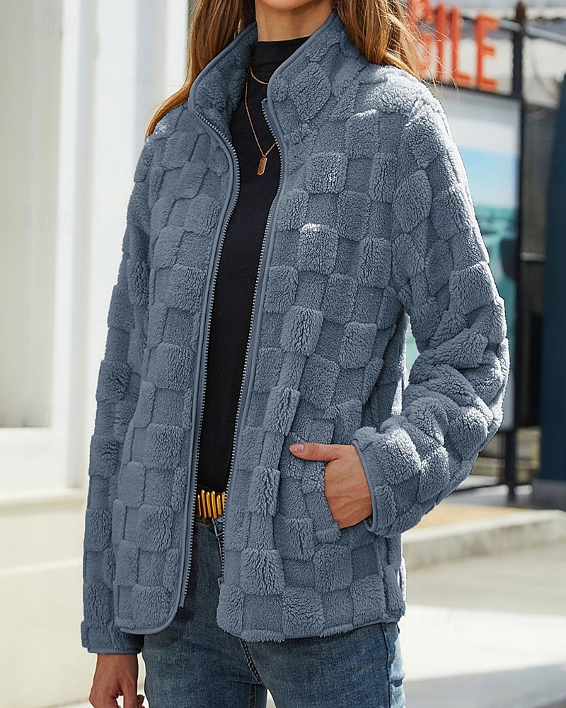 Per donna Cappotto Invernale Cappotto Teddy Caldo Confortevole Cerniera Tasca Casual Tinta unica Vacanza Streetwear Casuale Abbigliamento quotidiano Regolare Collo alla coreana Vestibilità regolare del 2026 a $43.99 –P4