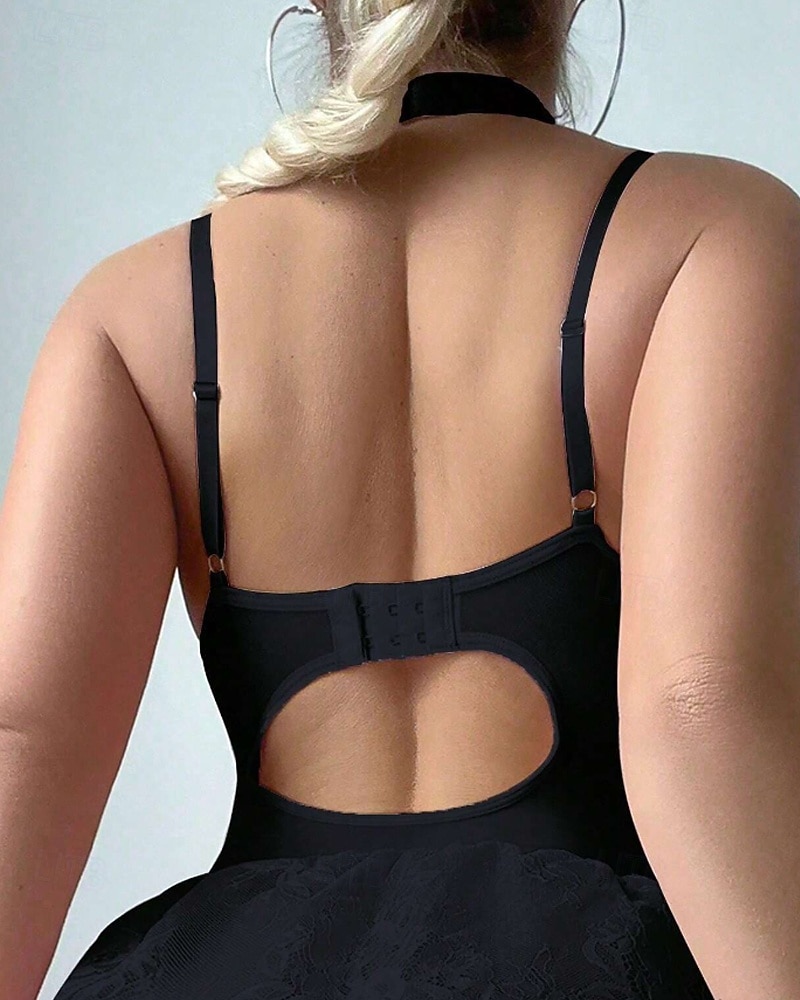 Dam Sexiga underkläder Sexiga kroppar Spets Öppen ryggNightwearPolyester Utomhus Semester Hem Solid färg Mode söt stil Ljusblå Svart Vit Rodnande Rosa Marinblå Vår & sommar Höst vinter 2025 - $27.99 –P7