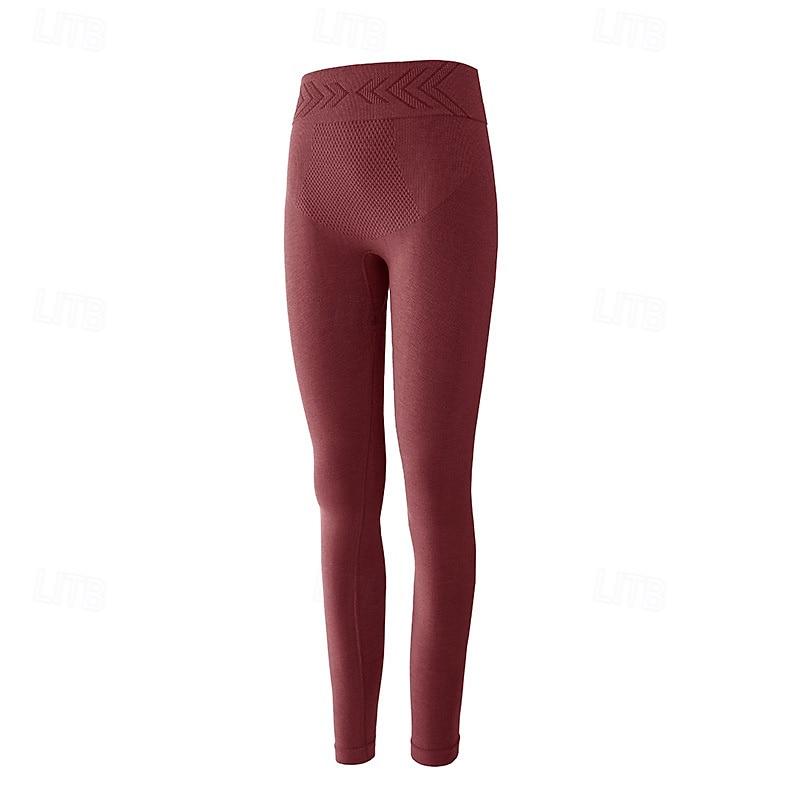 Women's Base Layer Bottom Thermal Underwear High Waist Outdoor Running Fitness Bottoms Solid Color Light Coffee Black Red Winter Sports Activewear 2026 - $15.49 –P7