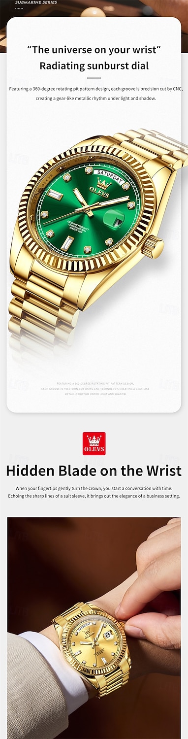 OLEVS Мужские механические часы Роскошная мода Камни бизнес Светящийся календарь Водонепроницаемые часы на стальном ремешке 2026 - $126.99 –P2
