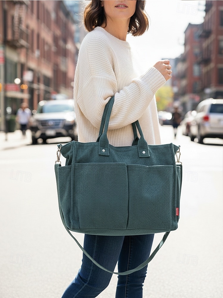 Dammanchesterväska med flera fickor, avslappnad vintage-axelväska, axelväska med stor kapacitet för dagligt bruk, arbete, resor och shopping 2026 - $24.99 –P2