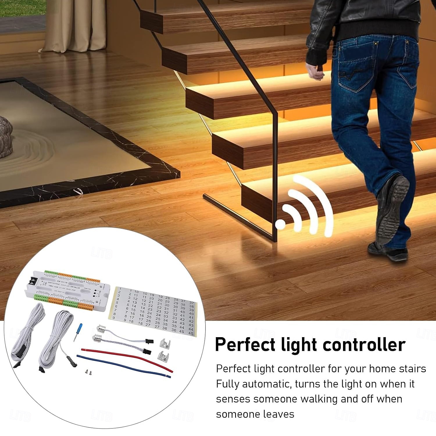 32 Channel Motion Sensor LED Stair Controller Automatic Staircase Lighting Controller Short Circuit Proof Stairway Step Light Controller Adjustable Brightness for Indoor Under Stair Lighting DC12-24V 2025 - $43.99 –P4