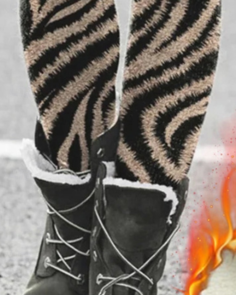 Dámské Legíny Pohodlné legíny Vinobraní Módní Šik ven Plná délka Vysoký pasPantsVánoce Grafika Zebra Potisk Fleece Zahřívací Pohodlný Elastické Venkovní Dovolená ulice Hnědá Podzim Zima Vypasovaný 2025 - $33.99 –P3