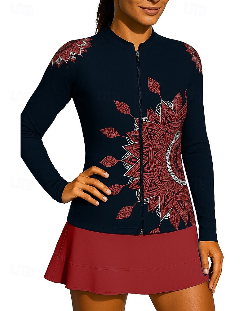 Per donna Boho Maglia da tennis Top sportivo Elegante Stampa Elastico Traspirante Tennis Pickleball Corsa Top Nero Abbigliamento da tennis del 2026 a $20.99 –P1