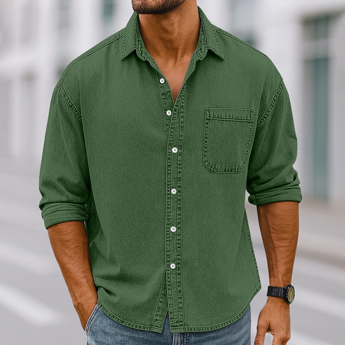 Homens Camisa Social Camisa casual camisa vintage camisa de botão Vinho Azul Marinha Manga Longa Tecido Lapela Casual Streetwear Bolsos Roupa Algodão Elastano Vintage Moda Retro Vintage de 2026 por $31.99 –P7