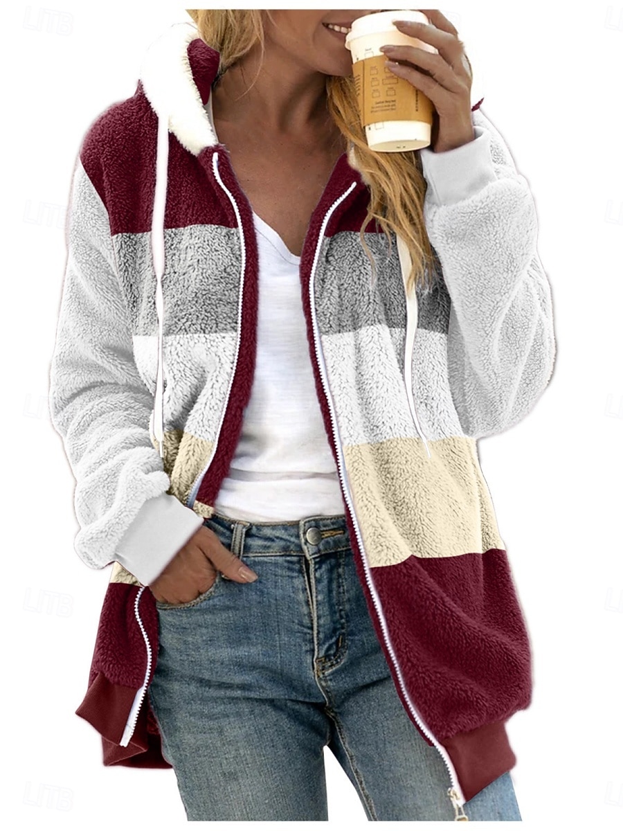 Damskie Kurtka polarowa Kurtka Sherpa Kurtka z kapturem Wygodny Oddychający Zamek Kieszeń Codzienny Pasek Urlop Ulica Codzienny Dzienne zużycie Zamek błyskawiczny Regularny Kaptur Regularny Długi 2025 - $32.99 –P3