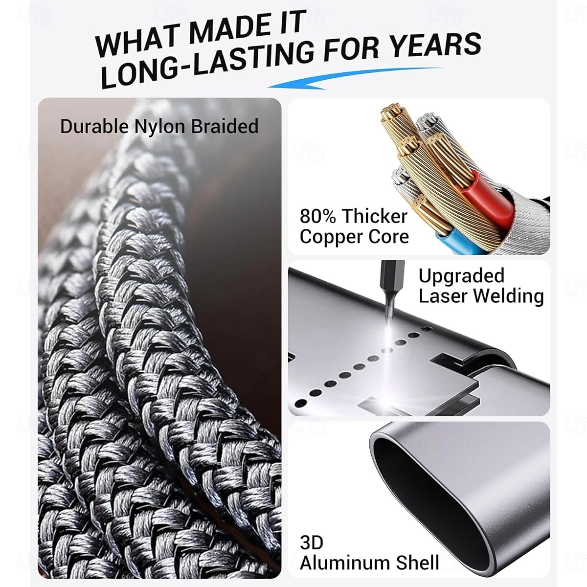 Необходимый дорожный кабель USB-C 3-в-2, подходящий для зарядки Apple Watch/iPhone 17/мультизарядный кабель Lightning, портативный, предназначенный для iWatch и iPhone 16 2025 - $18.99 –P4