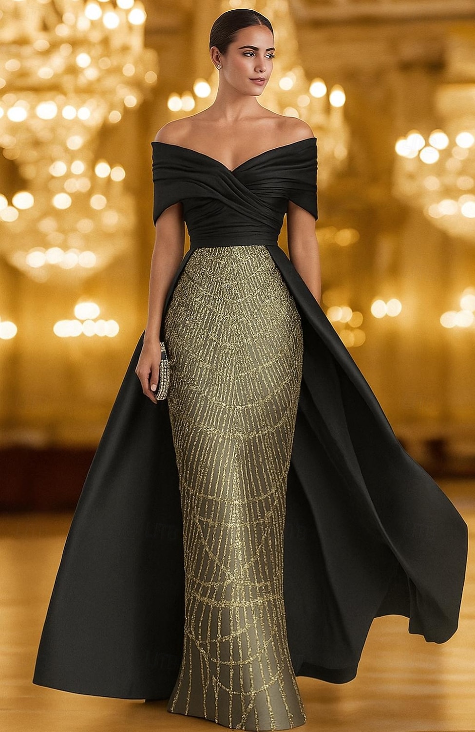 A-linja Kokopitkä Helmillä koristeltu Muodollinen mekko Morsiamen äidin mekko Iltapuku Tanssiaispuku hameen päällä Muodollinen mekko Tyylikäs Väripaletti Silkkinen Lyhythihainen Olkaimeton Häät 2026 - $208.99 –P1