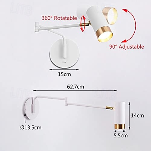 Светодиодный настенный светильник с поворотным кронштейном, алюминиевый светильник для гостиной, спальни, прикроватной тумбочки, настенный светильник для телевизора, настенный светильник 110-240 В 2026 - $69.99 –P5