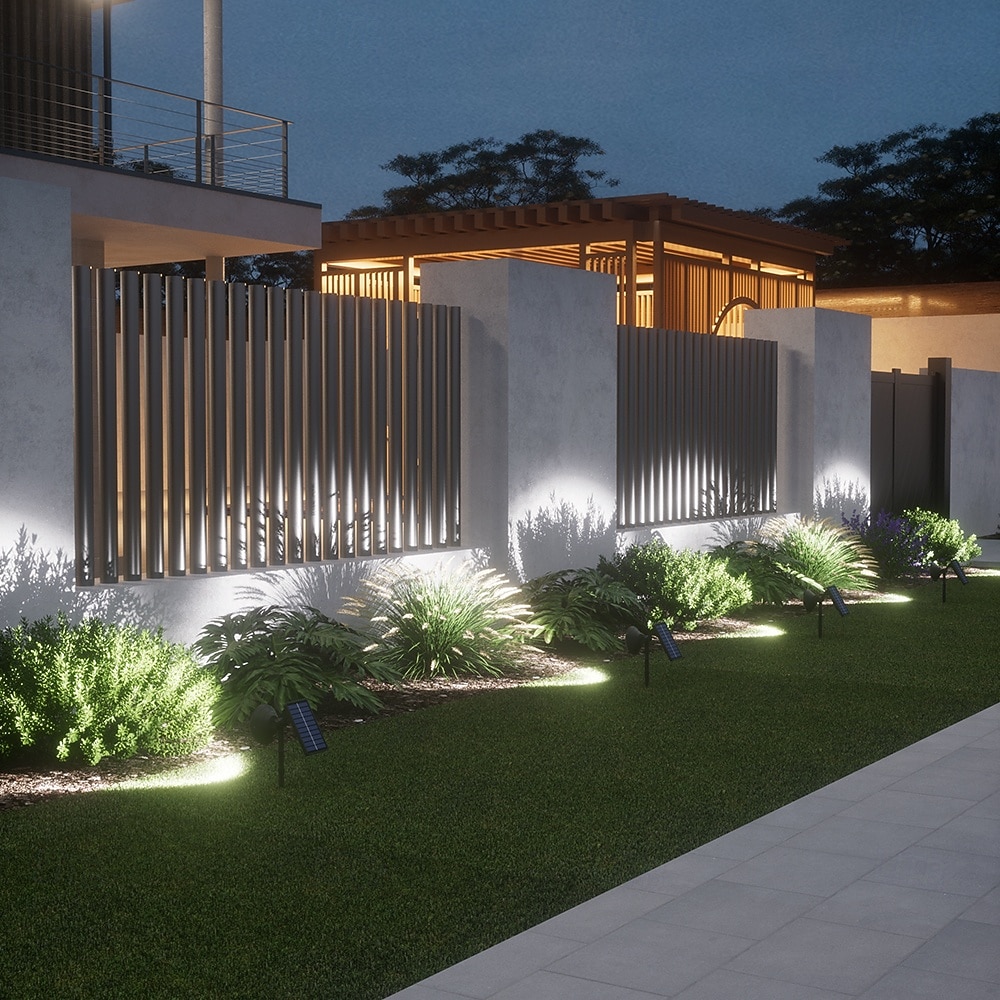 Luces solares para árboles, focos exteriores, apliques impermeables para exteriores, iluminación de patios y jardines, luces solares de atardecer, luces navideñas para el hogar, patio, garaje, césped 2025 - $21.99 –P8