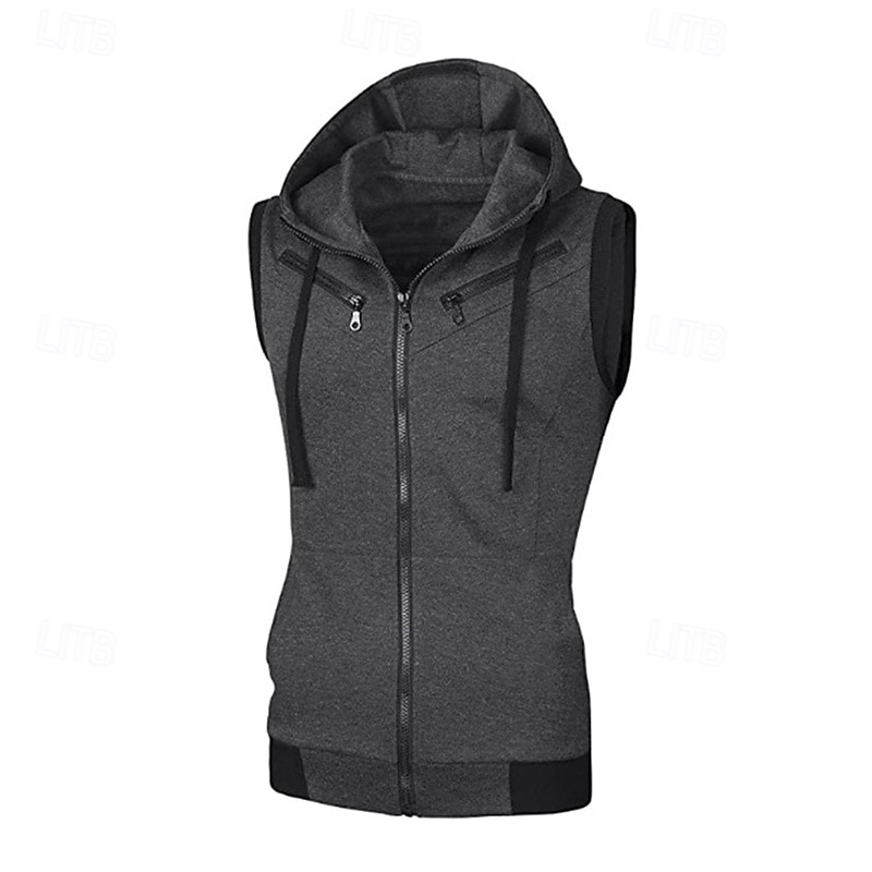 Hombre Sudadera Sudadera con capucha y cremallera completa Negro Vino Rojo Azul Marino Morado Con Capucha Bloque de color Correa Bolsillo Deporte Diario Festivos Poliéster Ropa de calle Básico Casual 2026 - $44.99 –P2