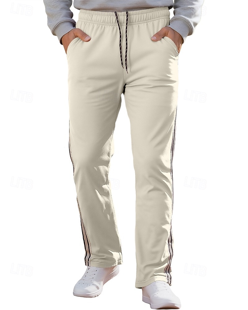 Hombre Pantalones de Deporte Pantalones Pantalones deportivos de pierna recta Correa Bolsillo Cintura elástica Bloque de color A Rayas Comodidad Diario Deporte Moda Casual Vino Verde Ejército 2026 - $20.99 –P17