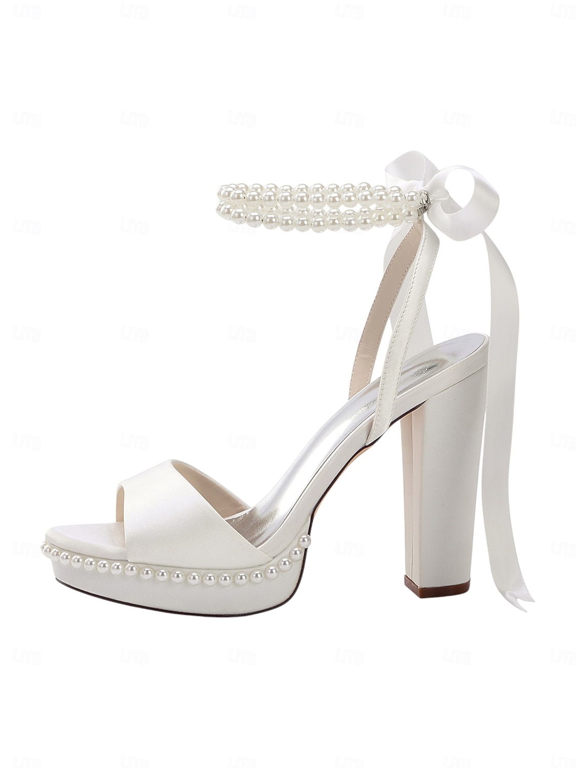 Escarpins à plateforme en satin rose pour femme avec bride cheville en perles et nœud - sandales élégantes à talons hauts pour cocktails et événements formels de 2026 ? $69.99 –P2