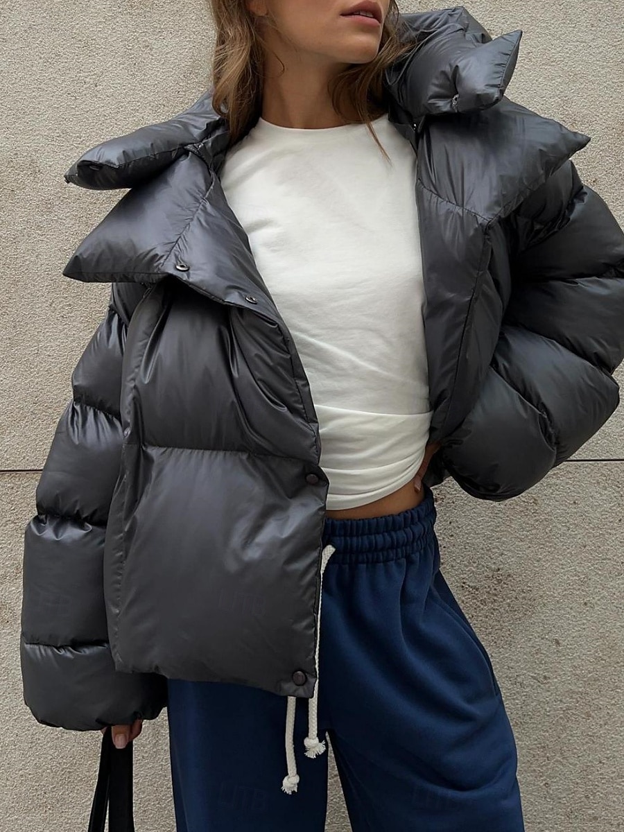 Naisten Anorakki Mukava Hengittävä Tasku Napit Vapaa-aika Tavallinen Loma Katu Kausaliteetti Arki-asut Vetoketju Normaali Hupullinen Normaali Pitkähihainen Päällysvaatteet Musta Armeijan vihre 2026 - $121.99 –P11