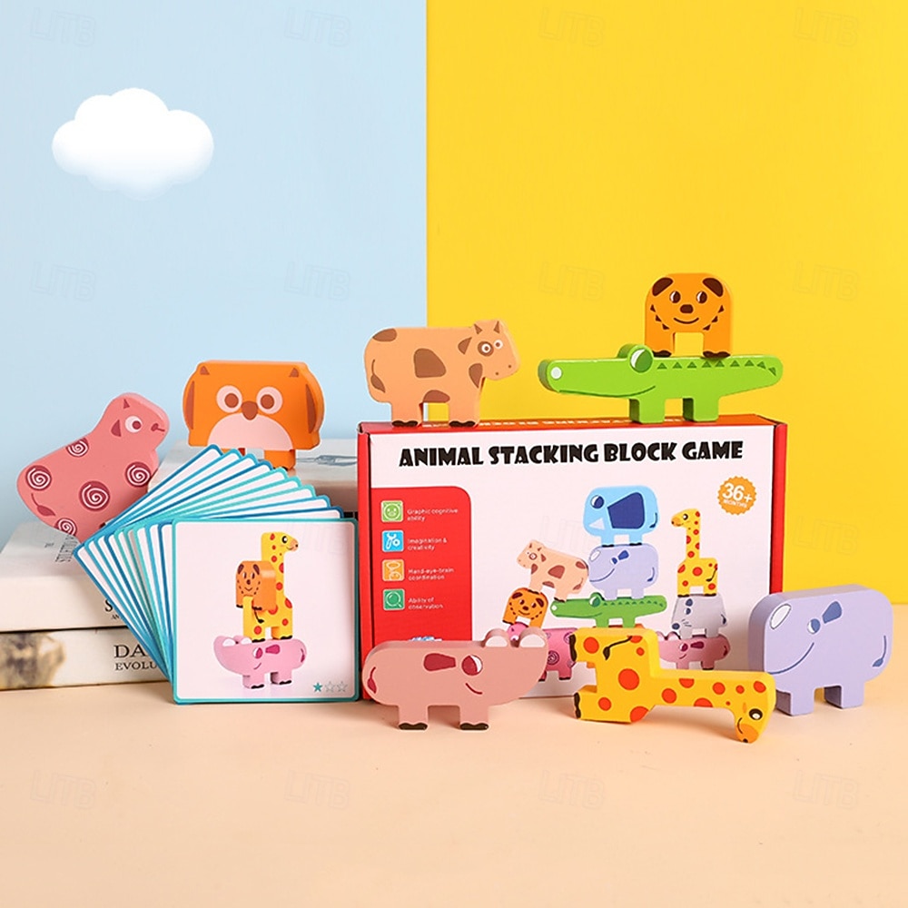 צעצועי עץ להערמת חיות לפעוטות - קוביות איזון מונטסורי - משחק הערמה חינוכי לילדים 3 2025 - $27.99 –P2