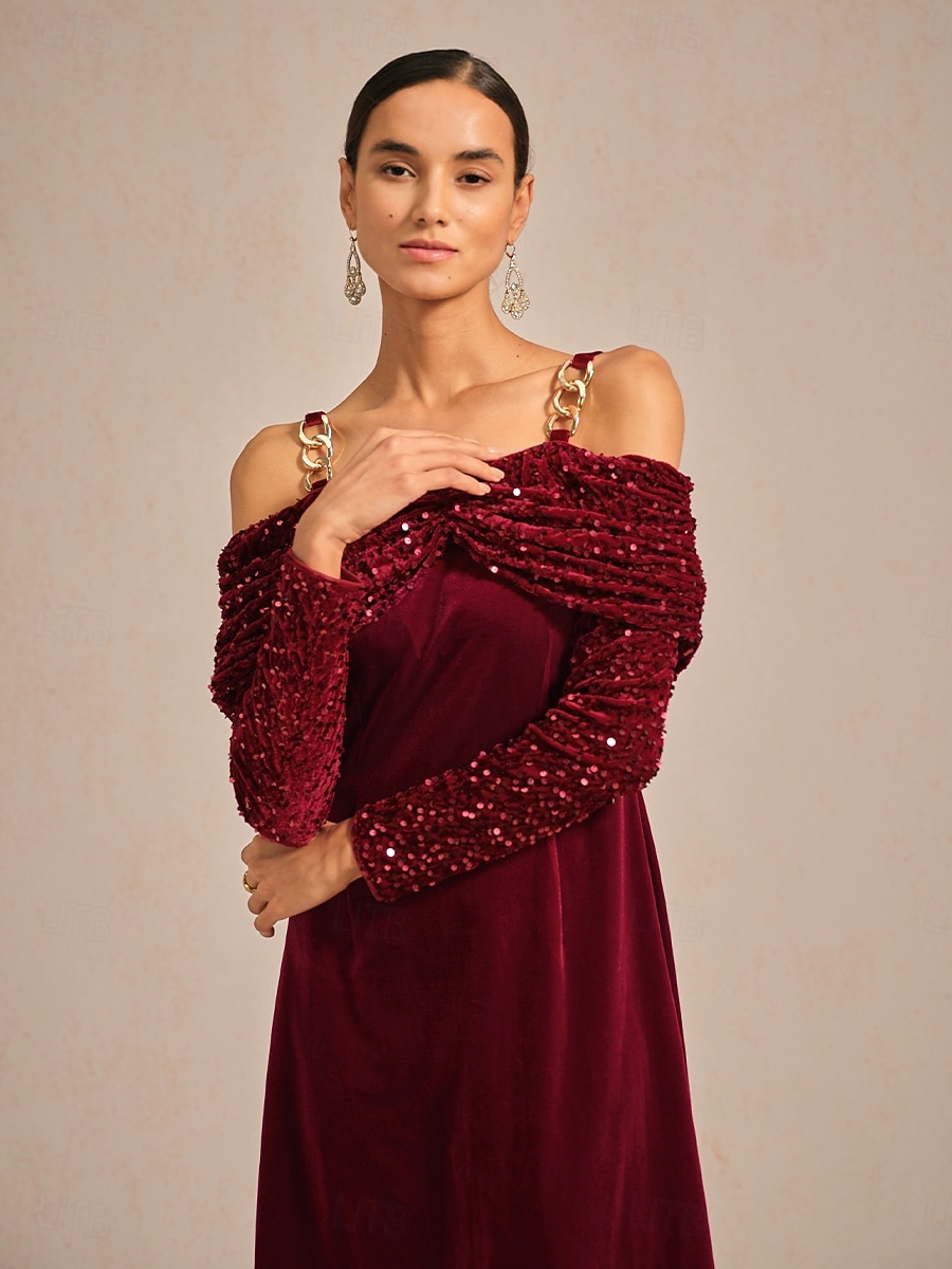 white christmas dresses Off Shoulder Black Velvet Tea Length Party Dress, Off Shoulder Velvet –  Cutedressy
