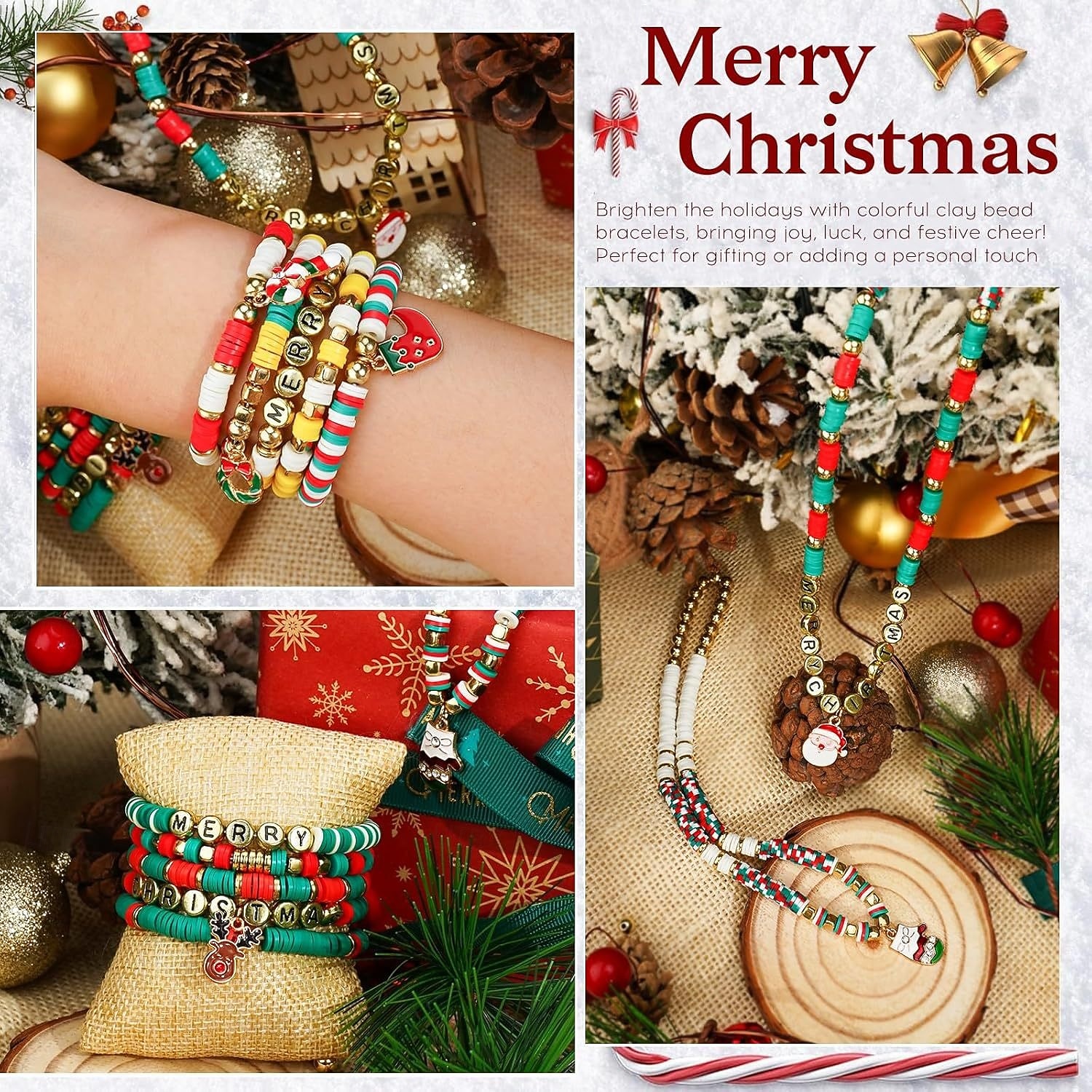 Christmas Beads for Jewelry Making Charms Clay Beads for Bracelet Necklace Making DIY Crafts Holiday Polymer Letter Bead Kit Handmade Jewelry Bracelet Craft Accessories Gift 2026 - $17.49 –P4