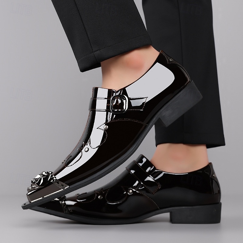 Rode herenschoenen van imitatieleer met monniksband en krokodillenprint – elegant schoeisel voor kerst en feestdagen 2026 - $94.99 –P14