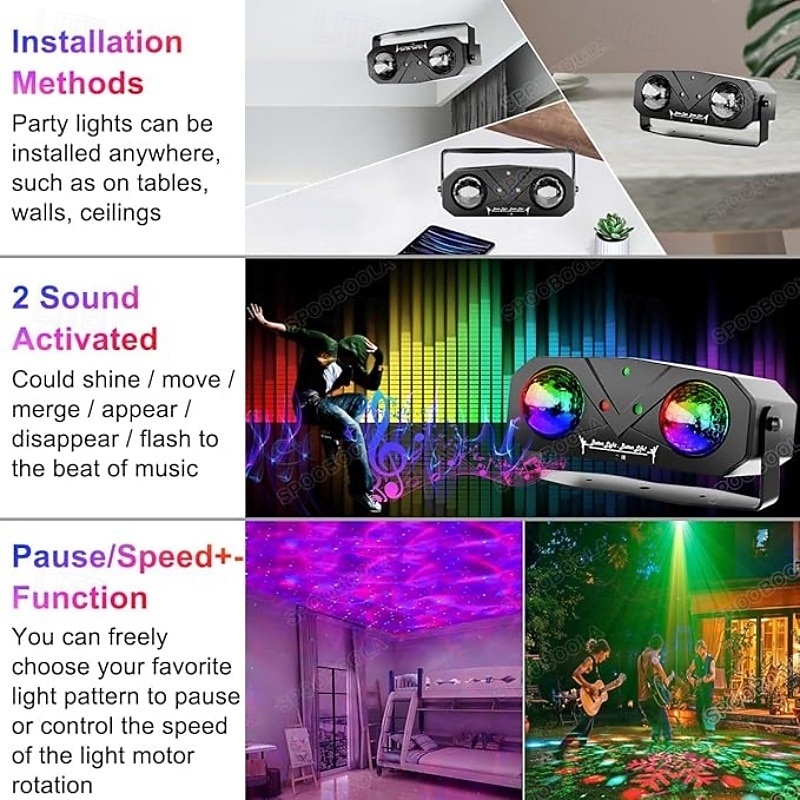 Stage Lights Multicolor Rotating Bar Ambient Lights LED Water Ripple Lights KTV Disco Lights Laser Lights Valentine's Day Gift 2026 - $56.99 –P2