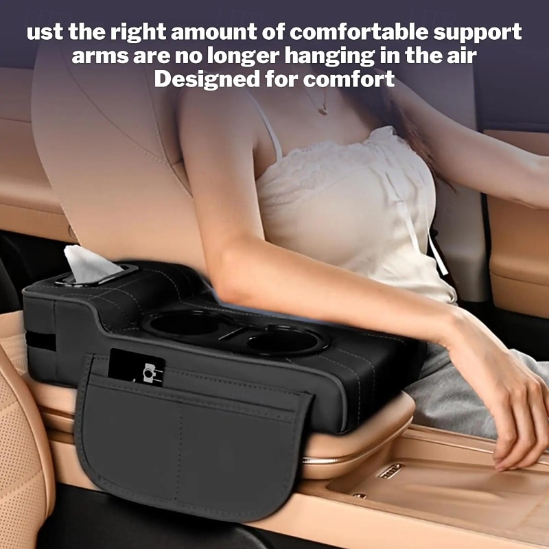 2026年 新車用センターコンソールアームレストクッション、カップホルダー2個付き、アームレスト高さ調整パッド、4 in 1 オートアームレスト枕カバーパッド、オールシーズン対応アームレストボックス  コレクション – $15.49 –P8