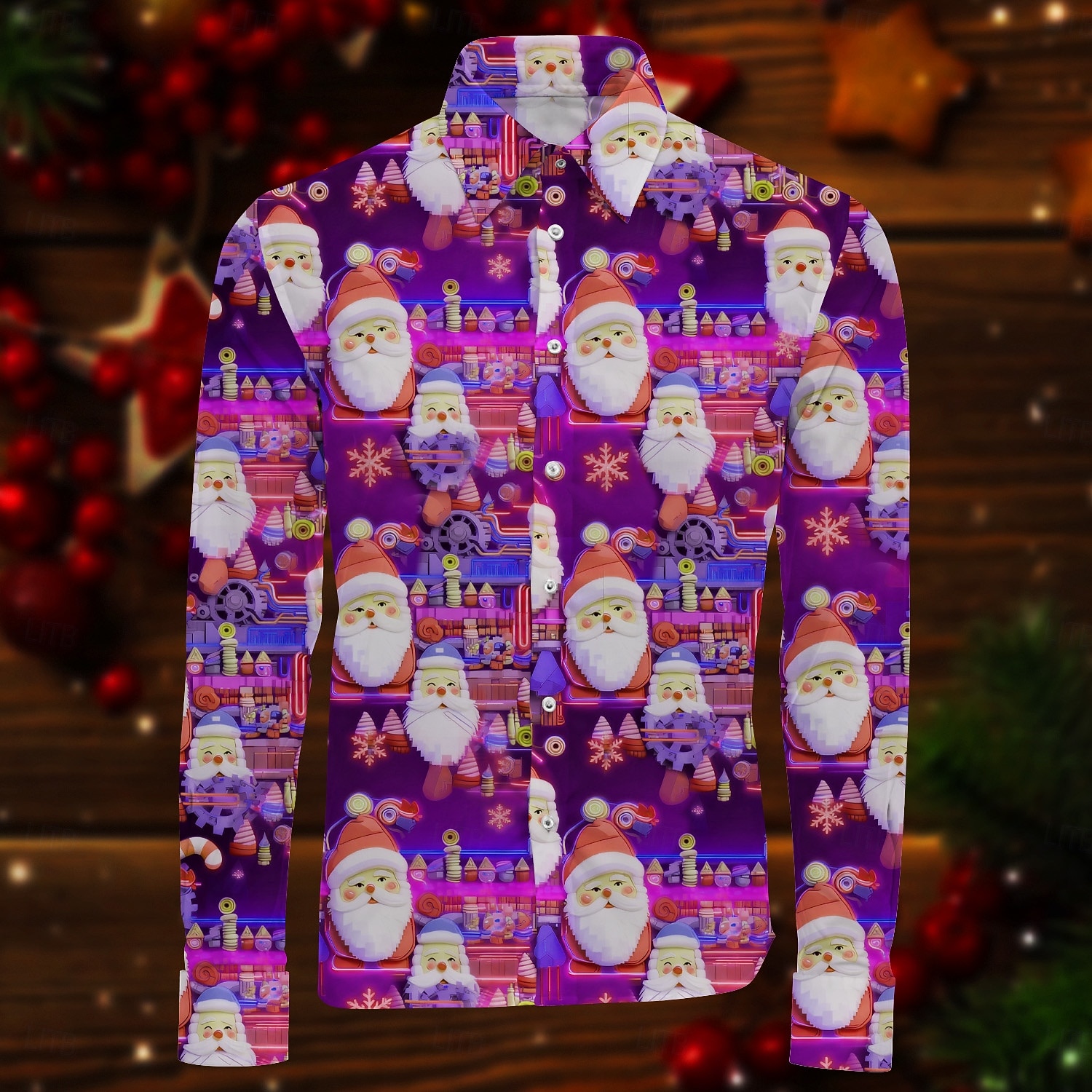 Karácsony Hosszú ujjak Gombos ing Mikulás Grafikus Újdonságok Vicces mert Férfi Felnőttek 3D nyomtatás mert Karácsony Farsang Újév Parti 2025 - $29.99 –P3