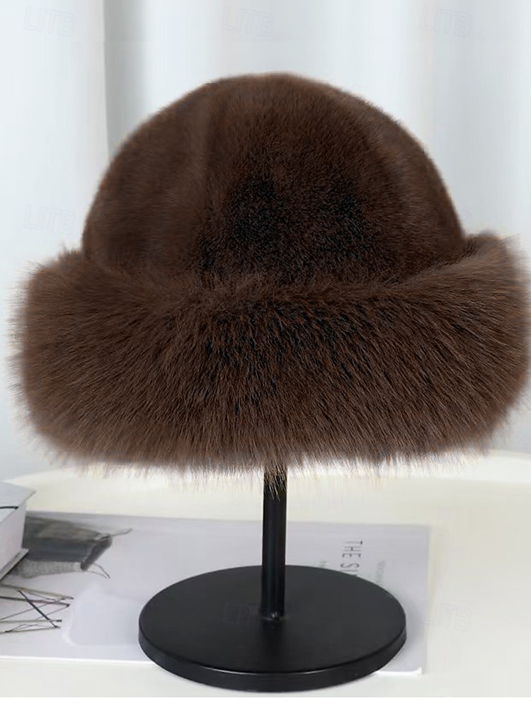 Damskie zimowe berety ze sztucznego futra, miękkie, puszyste i ciepłe czapki w stylu vintage, eleganckie, wielokolorowe czapki na świąteczne stylizacje i na zimną pogodę 2025 - $9.99 –P8