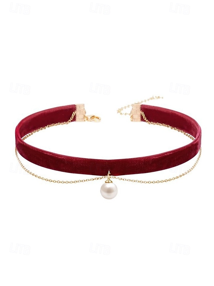 Collier ras du cou en velours pour femme avec pendentif cœur rouge - élégante chaîne dorée à double couche pour Noël et les fêtes de fin d'année de 2026 ? $5.99 –P9