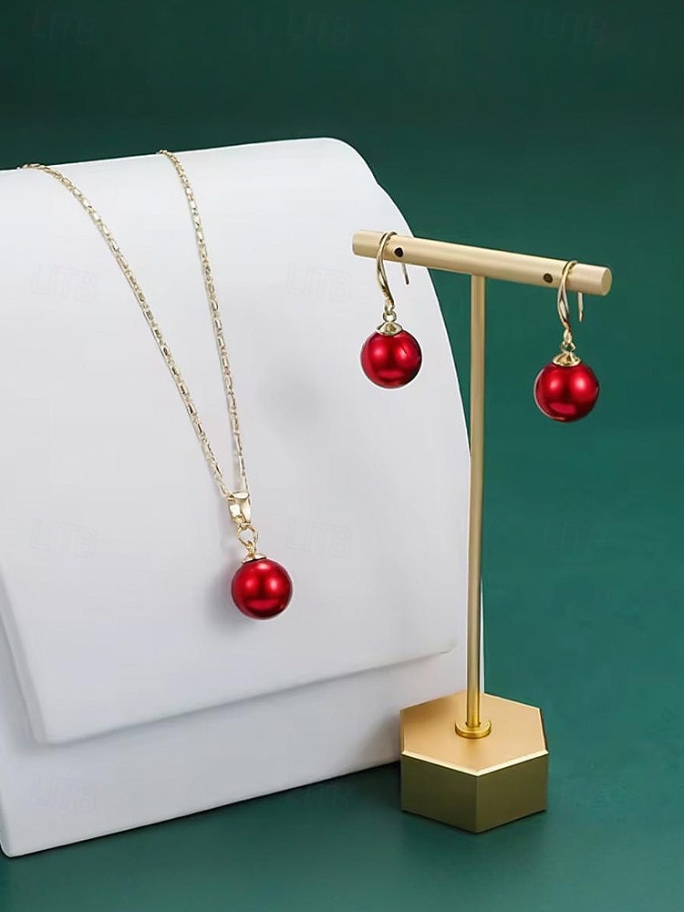 Naisten tekohelmikaulakoru ja korvakorut kultaisilla yksityiskohdilla, elegantit joulukorut juhlajuhliin 2026 - $9.99 –P8