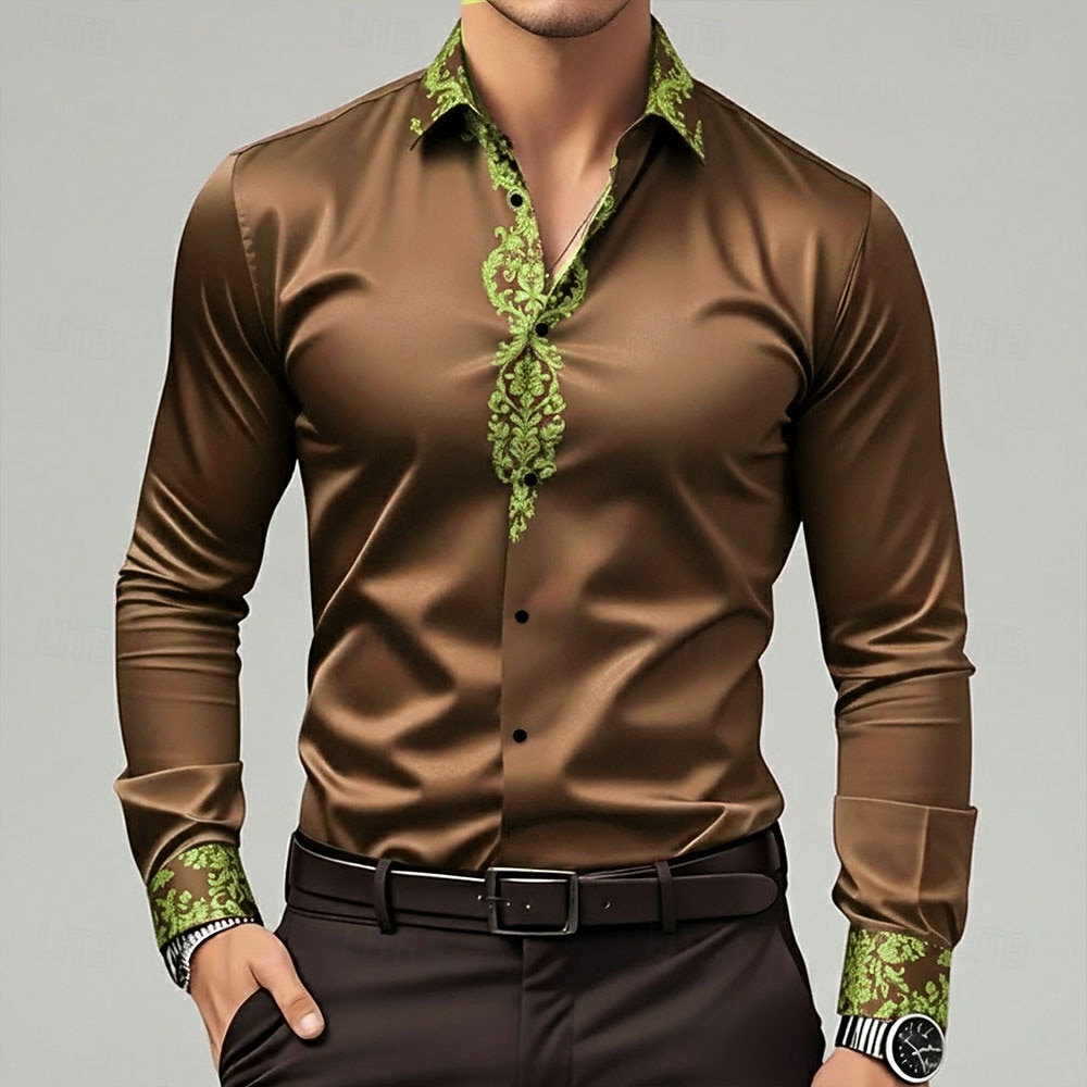 Per uomo Stampa Floreale Etnico Fiori Camicia Camicia in raso Camicia elegante Manica Lunga Vintage Retrò Vacanza Abbigliamento Quotidiano Estate Primavera Autunno Collo ripiegato Stampa 3D Camicie del 2026 a $29.99 –P4