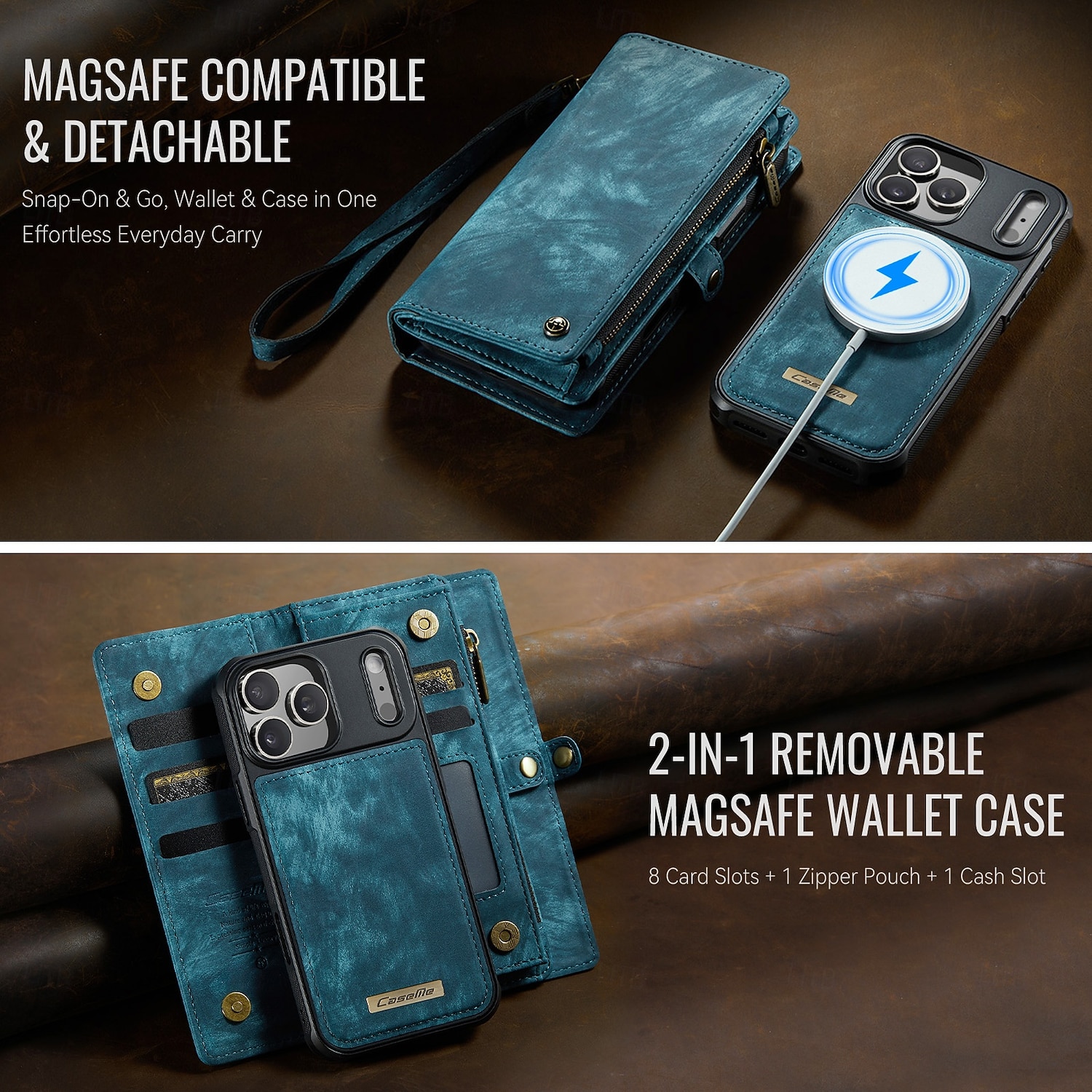 telefono Custodia Per iPhone 17 Pro Max 17 Air 17 Custodia Portafoglio Rimovibile Cerniera Supporta la Ricarica Wireless TPU Pelle PU del 2026 a $31.99 –P5