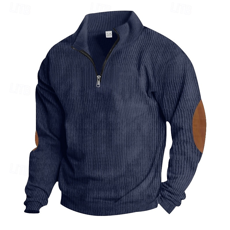 Voor heren Sweatshirt Corduroy Trui met capuchon Stoppen Sweatshirt met kwartrits Abrikoos Spijkerbroekblauw Zwart Wit Leger Groen Opstaande boord Effen Lapwerk Kleurenblok Sport & Outdoor Casual 2026 - $24.99 –P8
