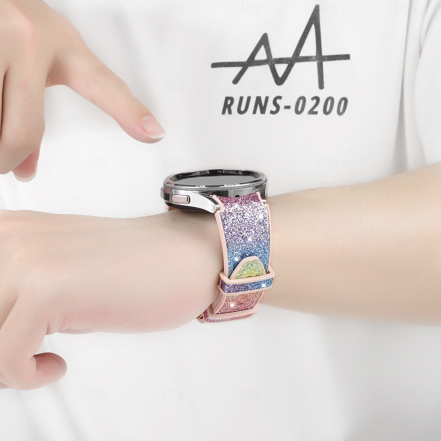 Bracelet de Montre  pour Samsung Galaxy Montre 7/6/5/4 40/44mm, Montre 5 Pro 45mm, Montre 6 Classique 43/47mm, Montre 4 Classique 42/46mm Silicone Remplacement Sangle Paillettes Mignon Réglable de 2026 ? $11.99 –P3