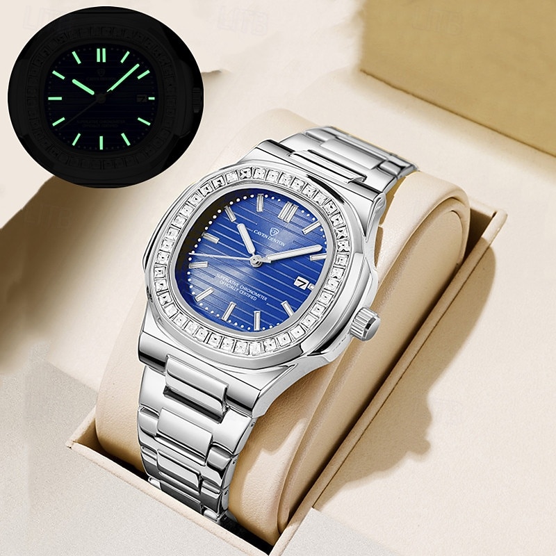 Оригинальные бизнес-часы с алюминиевым браслетом модные мужские часы с водонепроницаемостью IPX7 светящийся календарь повседневные кварцевые спортивные часы в коробке 2026 - $18.99 –P4