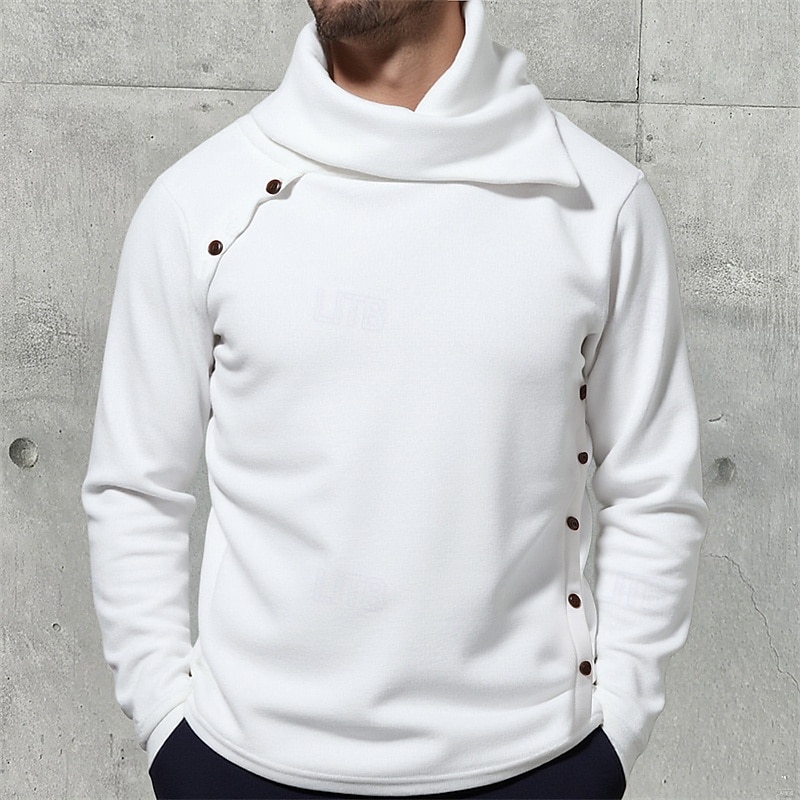 Herren Pullover Strickpullover Gerippt Stricken Normale Oberteile Knöpfe Gestrickt Einfach Stapelhals Mode Basic Urlaub Alltagskleidung Bekleidung Herbst Winter Schwarz Weiß M L XL 2026 - $38.99 –P1