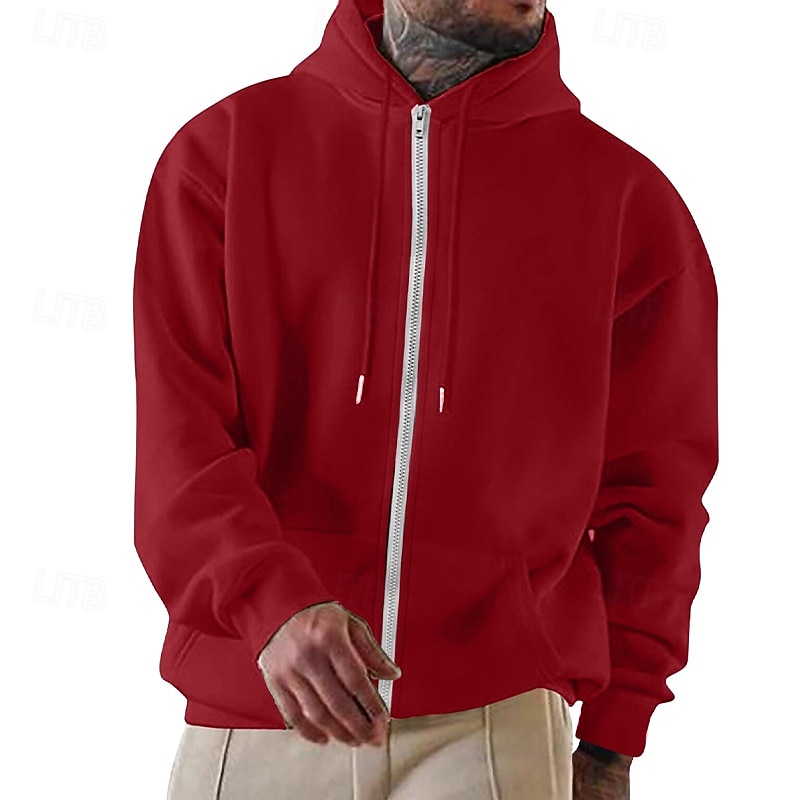 Men's Hoodie Full Zip Hoodie Pullover Hoodie Sweatshirt Fleece Hoodie Wine Red Hooded Plain Zipper Casual Daily Sports & Outdoor Streetwear Cool Sportswear All Seasons Clothing Apparel Hoodies 2026 - $24.99 –P7