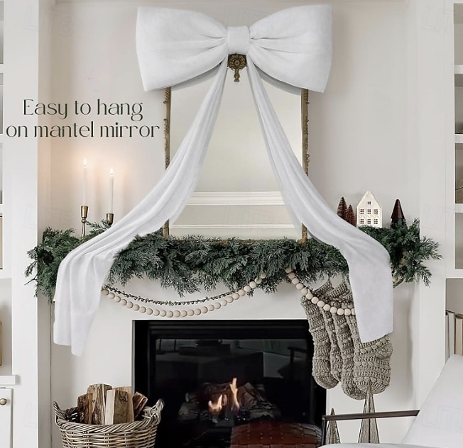 Lazos grandes de 1,8 m para árbol de Navidad, lazo grande de terciopelo rojo y blanco para adorno de árbol, repisa de ventana, repisa de pared, decoración de interiores, hogar, habitación, fiesta, San Valentín, Navidad. 2026 - $39.99 –P11
