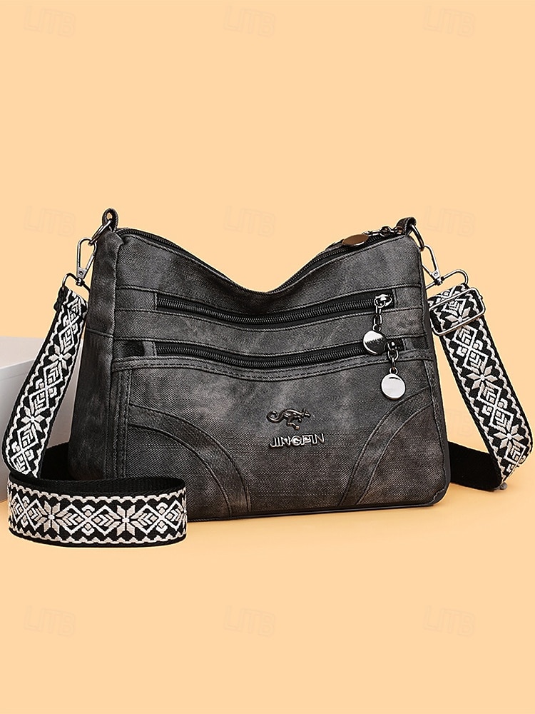 Damväska i brunt konstläder med flera dragkedjefickor, vintage avslappnad axelväska, lätt axelväska för dagligt bruk, resor och shopping 2026 - $26.99 –P10