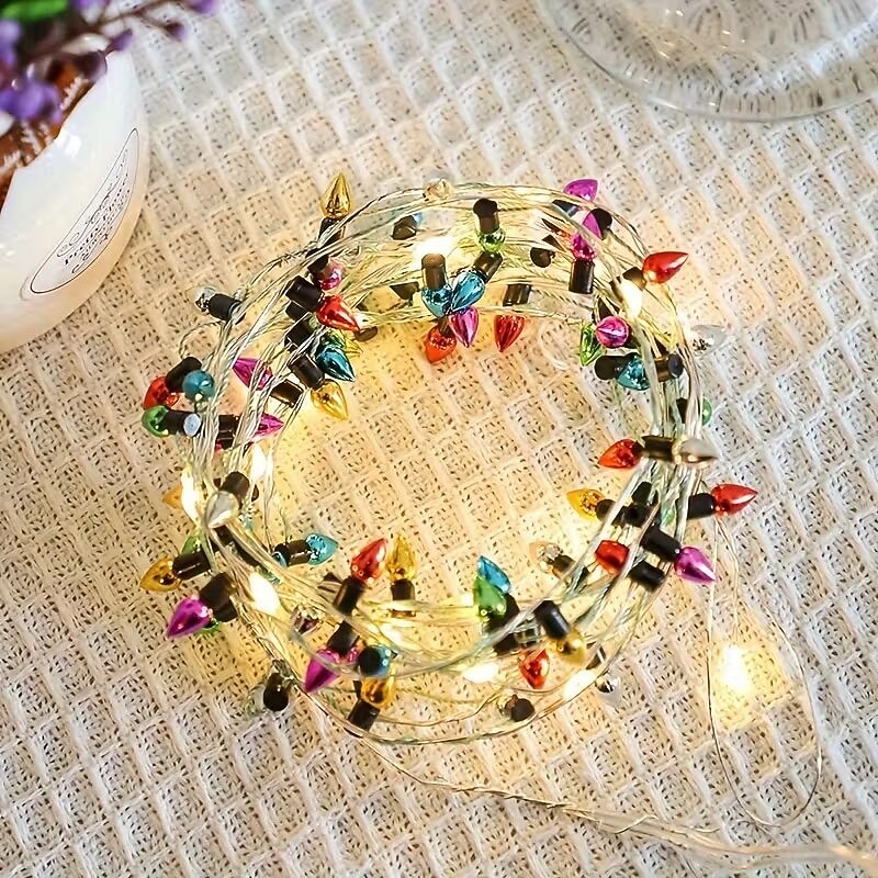 LED Tündér Karácsonyi Fények 5M 2M Koszorú Dísz PVC AA Elemes Mini Izzók Nem Cserélhető Többszínű Fényerő Ünnepi Otthoni Dekorációhoz Illeszkedik 2026 - $14.49 –P9