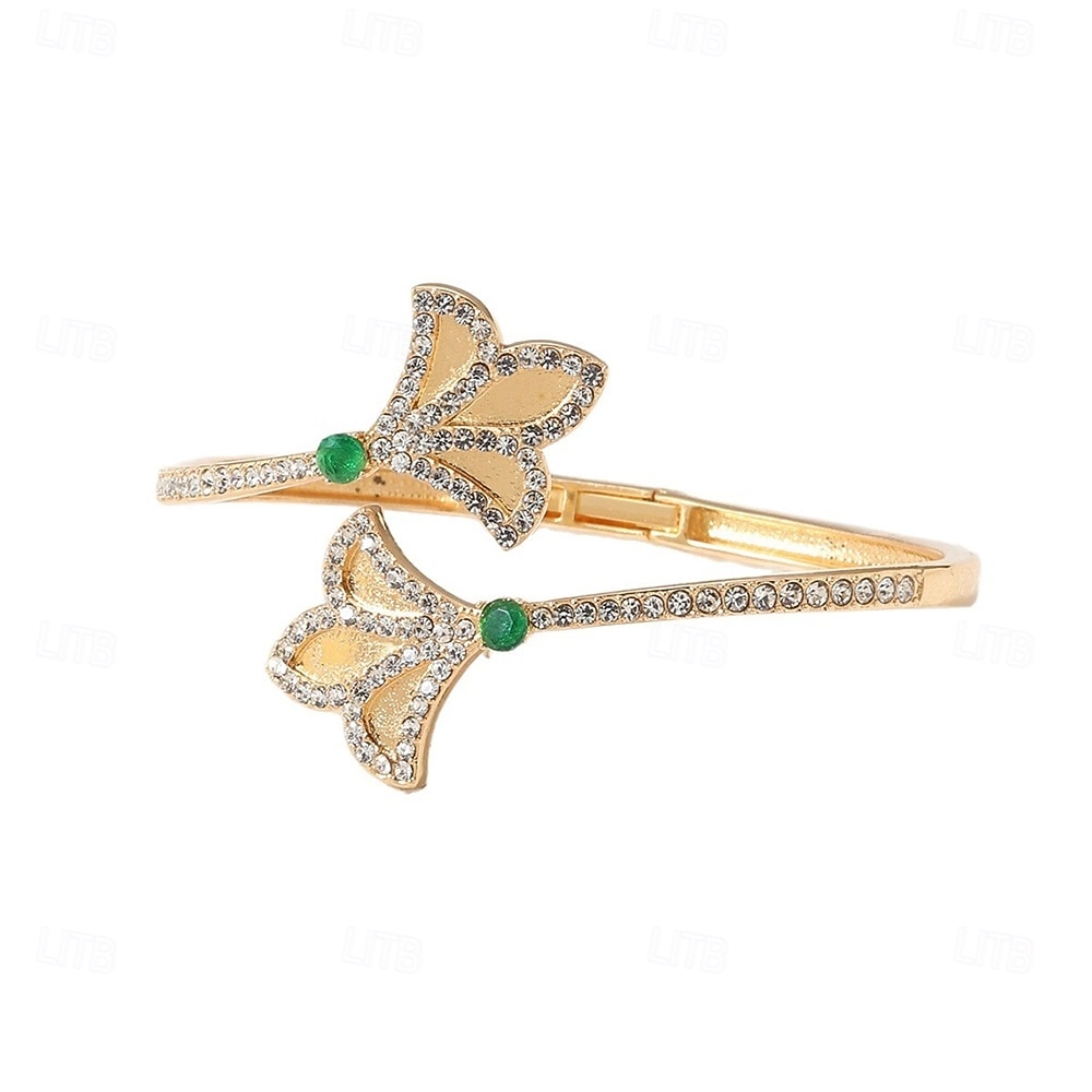 Cyrkonia Styl vintage Klasyczny Kształt listka Elegancja Zabytkowe Moda Modny Chrom Bransoletka Biżuteria Złota Na Codzienny Studniówka Impreza Ślub Prezent Zaręczynowy 2026 - $9.99 –P2